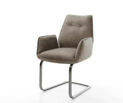 FreischwingerZoa-Flex Mikrofaser Taupe Vintage Freischwinger flach Graphit Taschenfederkern Sofort versandfertig
