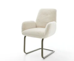FreischwingerZoa-Flex Plüsch Creme-Weiß Freischwinger flach Effektfinish Titan Taschenfederkern Sofort versandfertig