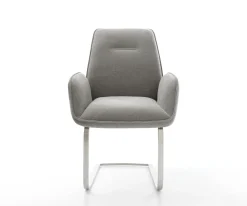 FreischwingerZoa-Flex Strukturstoff Soft Grau Freischwinger flach Edelstahl Taschenfederkern Sofort versandfertig