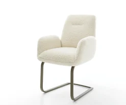 FreischwingerZoa-Flex Teddystoff Beige Freischwinger flach Effektfinish Titan Taschenfederkern Sofort versandfertig