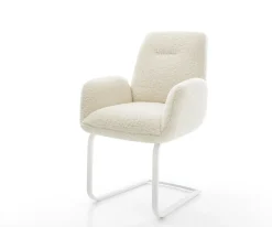 FreischwingerZoa-Flex Teddystoff Beige Freischwinger flach Weiß Taschenfederkern Sofort versandfertig