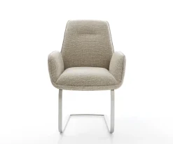 FreischwingerZoa-Flex Webstoff Soft Beige Freischwinger flach Edelstahl Taschenfederkern Sofort versandfertig