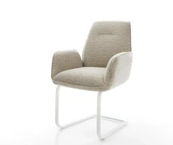 FreischwingerZoa-Flex Webstoff Soft Beige Freischwinger flach Weiß Taschenfederkern Sofort versandfertig