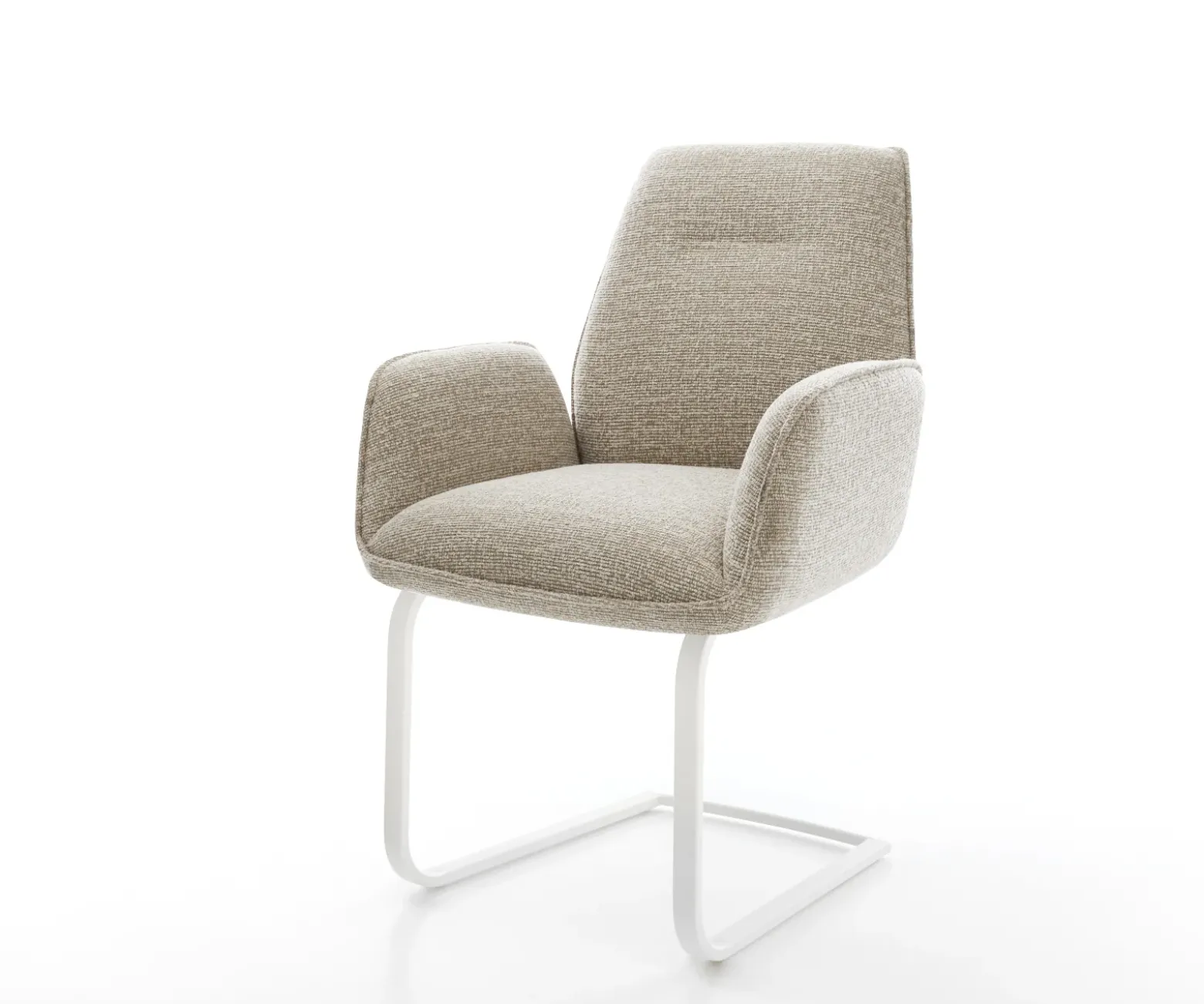 FreischwingerZoa-Flex Webstoff Soft Beige Freischwinger flach Weiß Taschenfederkern Sofort versandfertig