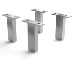 FußVierkant 15 cm Edelstahl gebürstet für alle Möbelarten (4er Set) Sofort versandfertig