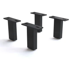 FußVierkant 12,5 cm Metall Schwarz für alle Möbelarten (4er Set) Sofort versandfertig