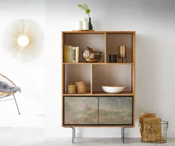 HighboardJuwelo 88x135 cm Akazie Natur mit Steinfurnier Sofort versandfertig