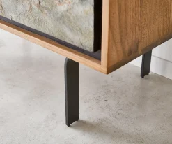 HighboardJuwelo 88x135 cm Akazie Natur mit Steinfurnier Sofort versandfertig