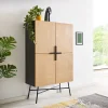 HighboardMikkusu 90x150 cm Bambus Natur Mango Schwarz 4 Türen Metall Schwarz Versandfertig ca. 06.11.26