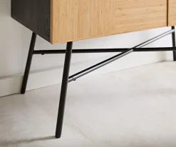 HighboardMikkusu 90x150 cm Bambus Natur Mango Schwarz 4 Türen Metall Schwarz Versandfertig ca. 06.11.26