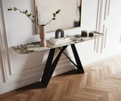 KonsolentischEdge Boot 180x40 cm Keramik Patagonia Poliert Velio Metall Schwarz Sofort versandfertig