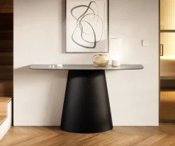 KonsolentischEdge Boot 140x40 cm Keramik Beton Grau Conos Metall Schwarz Sofort versandfertig