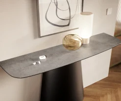 KonsolentischEdge Boot 140x40 cm Keramik Beton Grau Conos Metall Schwarz Sofort versandfertig