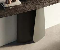 KonsolentischEdge Boot 140x40 cm Keramik Emperador Extra Lucidato Dunkelbraun Livos Metall Effektfinish Titan Sofort versandfertig