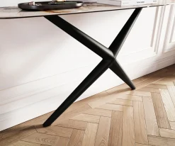 KonsolentischEdge Boot 140x40 cm Keramik Patagonia Poliert Estelo Metall Schwarz Sofort versandfertig