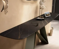 KonsolentischEdge Boot 180x40 cm Keramik Laminam® Noir Desir Braun Velio Metall Effektfinish Titan Sofort versandfertig