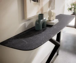 KonsolentischEdge Boot 180x40 cm Keramik Laminam® Nero Greco Anthrazit Estelo Metall Schwarz Sofort versandfertig