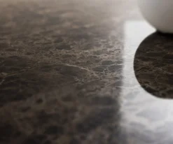 KonsolentischEdge Boot 140x40 cm Keramik Emperador Extra Lucidato Dunkelbraun Livos Metall Schwarz Sofort versandfertig