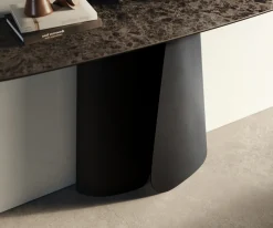 KonsolentischEdge Boot 140x40 cm Keramik Emperador Extra Lucidato Dunkelbraun Livos Metall Schwarz Sofort versandfertig