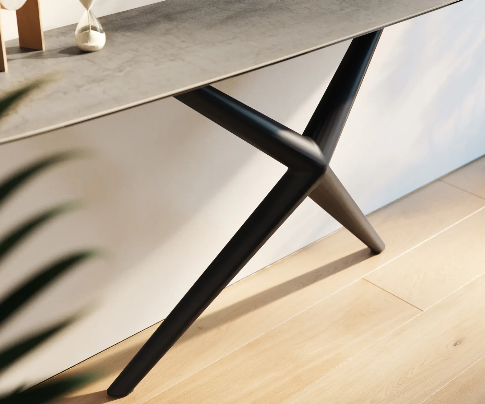 KonsolentischEdge Boot 180x40 cm Keramik Beton Grau Estelo Metall Schwarz Sofort versandfertig