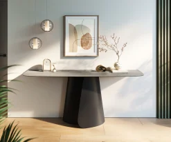KonsolentischEdge Boot 180x40 cm Keramik Beton Grau Livos Metall Schwarz Sofort versandfertig