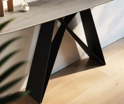 KonsolentischEdge Boot 180x40 cm Keramik Beton Grau Velio Metall Schwarz Sofort versandfertig
