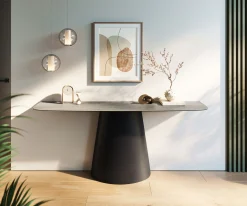 KonsolentischEdge Boot 180x40 cm Keramik Beton Grau Conos Metall Schwarz Sofort versandfertig