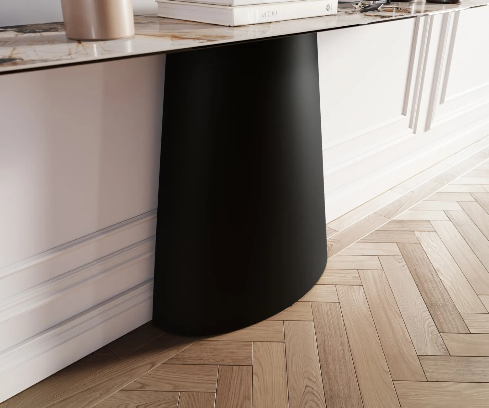 KonsolentischEdge Boot 180x40 cm Keramik Patagonia Poliert Conos Metall Schwarz Sofort versandfertig