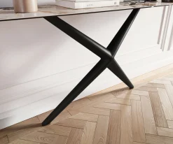 KonsolentischEdge Boot 180x40 cm Keramik Patagonia Poliert Estelo Metall Schwarz Sofort versandfertig