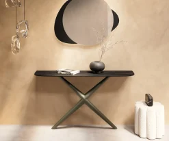 KonsolentischEdge Boot 140x40 cm Keramik Laminam® Noir Desir Braun Estelo Metall Effektfinish Titan Sofort versandfertig