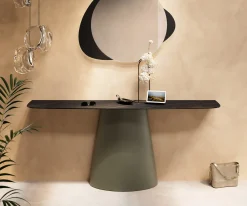 KonsolentischEdge Boot 180x40 cm Keramik Laminam® Noir Desir Braun Conos Metall Effektfinish Titan Sofort versandfertig