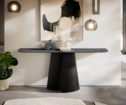 KonsolentischEdge Boot 180x40 cm Keramik Laminam® Nero Greco Anthrazit Livos Metall Schwarz Sofort versandfertig