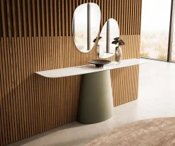 KonsolentischEdge Boot 180x40 cm Keramik Onyx Champagne Conos Metall Effektfinish Titan Versandfertig ca. 25.09.26