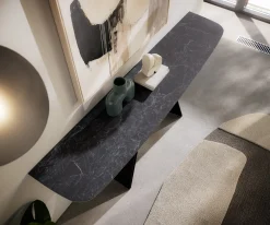 KonsolentischEdge Boot 180x40 cm Keramik Laminam® Nero Greco Anthrazit Velio Metall Schwarz Sofort versandfertig