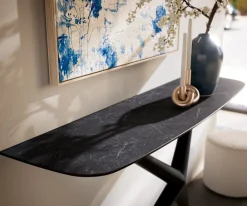 KonsolentischEdge Boot 140x40 cm Keramik Laminam® Nero Greco Anthrazit Estelo Metall Schwarz Sofort versandfertig