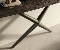 KonsolentischEdge Boot 140x40 cm Keramik Emperador Extra Lucidato Dunkelbraun Estelo Metall Effektfinish Titan Sofort versandfertig