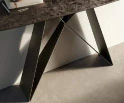 KonsolentischEdge Boot 140x40 cm Keramik Emperador Extra Lucidato Dunkelbraun Velio Metall Effektfinish Titan Sofort versandfertig