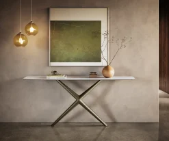 KonsolentischEdge Boot 180x40 cm Keramik Onyx Pearl Estelo Metall Effektfinish Titan Sofort versandfertig