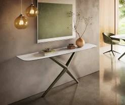 KonsolentischEdge Boot 180x40 cm Keramik Onyx Pearl Estelo Metall Effektfinish Titan Sofort versandfertig