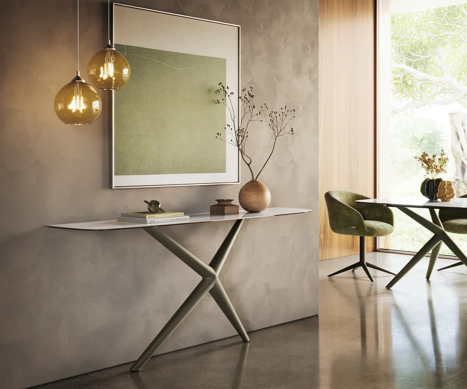 KonsolentischEdge Boot 180x40 cm Keramik Onyx Pearl Estelo Metall Effektfinish Titan Sofort versandfertig