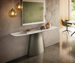KonsolentischEdge Boot 180x40 cm Keramik Onyx Pearl Conos Metall Effektfinish Titan Sofort versandfertig