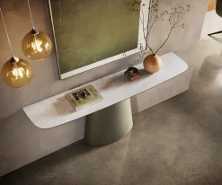 KonsolentischEdge Boot 180x40 cm Keramik Onyx Pearl Conos Metall Effektfinish Titan Sofort versandfertig
