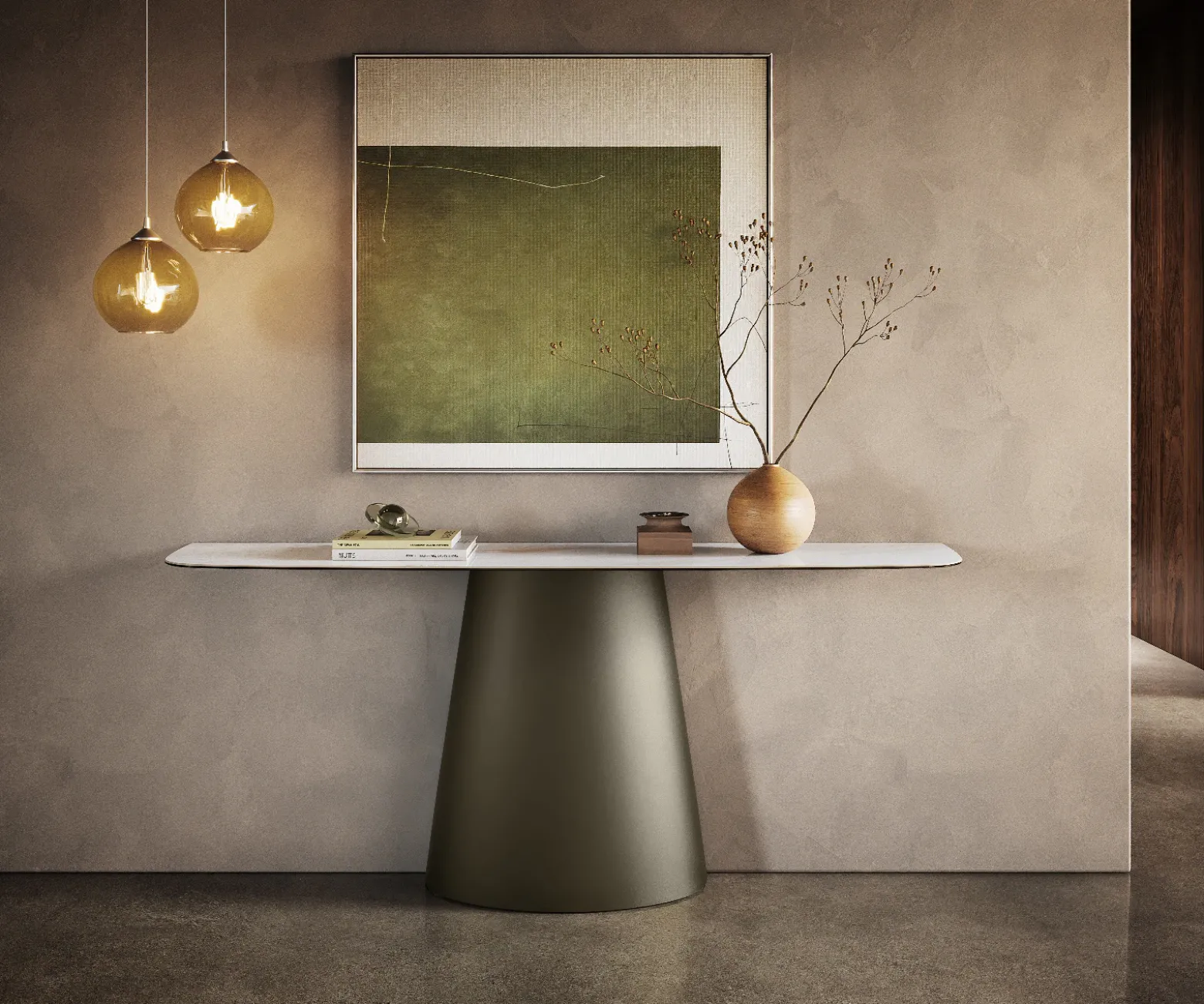 KonsolentischEdge Boot 180x40 cm Keramik Onyx Pearl Conos Metall Effektfinish Titan Sofort versandfertig
