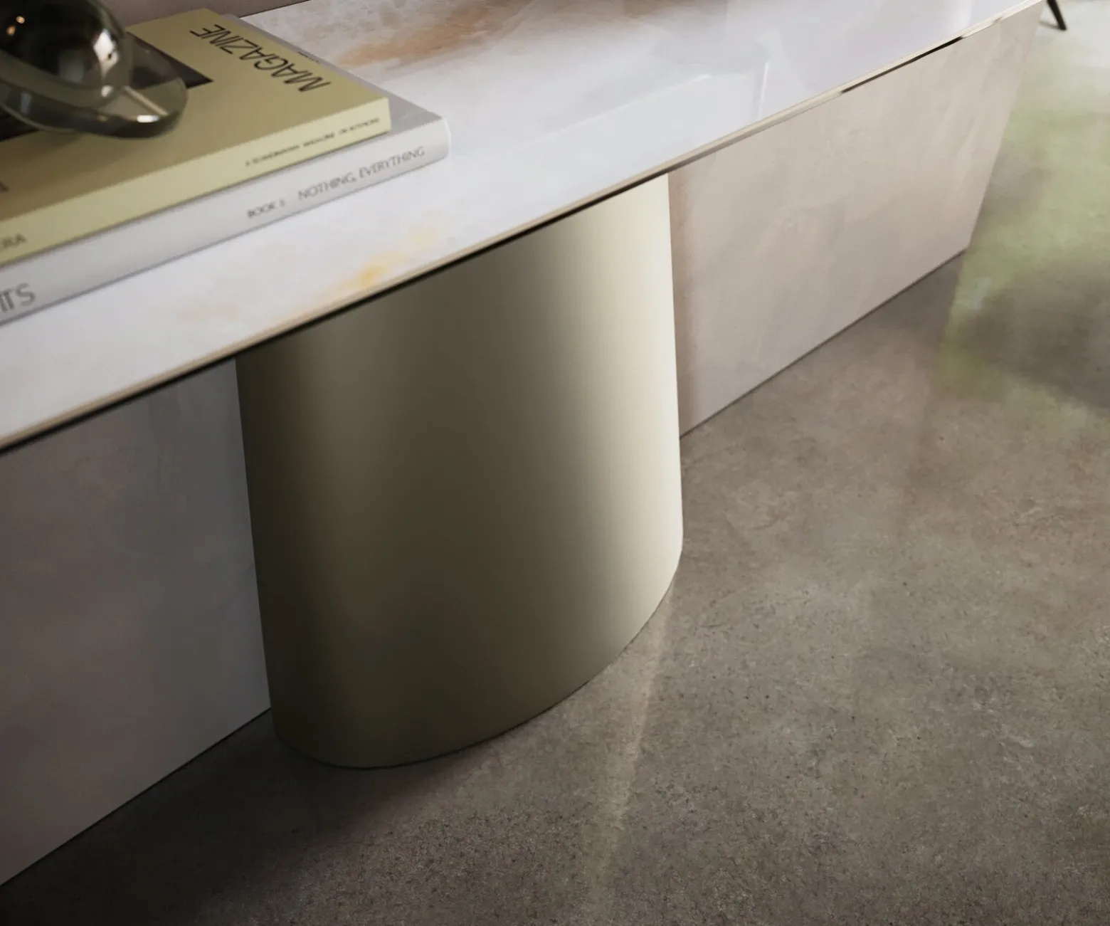 KonsolentischEdge Boot 180x40 cm Keramik Onyx Pearl Conos Metall Effektfinish Titan Sofort versandfertig