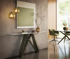 KonsolentischEdge Boot 180x40 cm Keramik Onyx Pearl Velio Metall Effektfinish Titan Sofort versandfertig