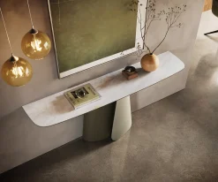 KonsolentischEdge Boot 180x40 cm Keramik Onyx Pearl Livos Metall Effektfinish Titan Sofort versandfertig