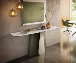 KonsolentischEdge Boot 180x40 cm Keramik Onyx Pearl Livos Metall Effektfinish Titan Sofort versandfertig