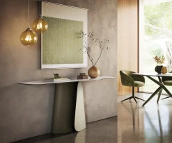 KonsolentischEdge Boot 180x40 cm Keramik Onyx Pearl Livos Metall Effektfinish Titan Sofort versandfertig