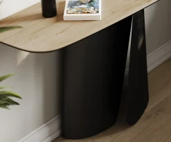 KonsolentischEdge Boot 140x40 cm Keramik Laminam® Sabbia Eichefarbig Livos Metall Schwarz Sofort versandfertig