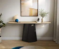 KonsolentischEdge Boot 180x40 cm Keramik Laminam® Sabbia Eichefarbig Livos Metall Schwarz Sofort versandfertig
